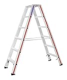 Hymer Stufenstehleiter 2x6 Sprossen (beidseitig begehbar, verstärkte Stufen,...