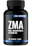 ZMA Kapseln hochdosiert - 240 Kapseln - Magnesium + Zink + Vitamin B6 - Mit 3...