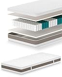 Matratze 160x200 cm H3 H4, Taschenfederkernmatratze mit 7-Zonen 160x200 cm, 24...