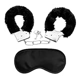 1 Stück schwarze Plüsch-Polizeihandschellen mit 2 Schlüsseln, 1 Augenbinde,...