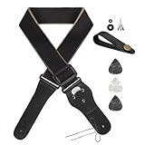 Philorn Gitarrengurt Verstellbarer Echtleder Enden Jacquard Weave Bassgurt für...