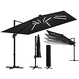 STEELSØN Sonnenschirm Lyrion 300cm Durchmesser, Ampelschirm mit Abdeckung LED...
