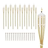 Relaxdays Gartenfackel, 16er Set, Bambus, H: 90 cm, Ölfackeln für draußen,...