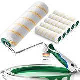 Farbwalzen Set 5 Stück mit Bügel – 25 cm Gelbfaden Farbroller mit 12 mm Flor...