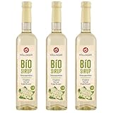 Höllinger Bio Holunderblüten Sirup - Vegan, 3x500ml Glas Flasche - florale...