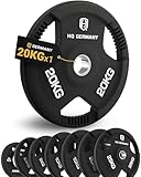 HQ Germany® Hantelscheiben 50mm [Sets / 1.25-25kg] - Tri-Grip Bumper Plates...