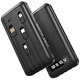 Powerbank 26800mAh mit 4 integrierten Kabel, 22.5W Power Bank USB C...