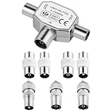 AXFEE 8 Stück Antennen-Verteiler Set, 1 T-Adapter Verteiler + 1 Koaxial Stecker...