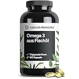 natural elements Omega 3 – 180 Kapseln – 2000mg Fischöl pro Tagesdosis –...