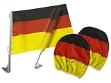Deutschland Auto Fanset 4 teilig, 2x Autoflagge, 2x Kopfstützenfahne EM...