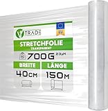 V1 Trade Stretchfolie Transparent - Stretchfolienrolle 150m x 40 cm -...