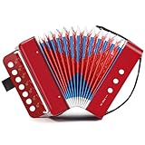 Akkordeon Kinder Ziehharmonika, 10 Tasten Knopf Akkordeon mit Riemen,...