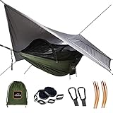AnorTrek Camping-Hängematte mit Moskitonetz und Regenfliegenplane, tragbare...