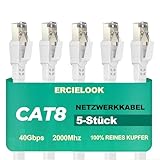 Ercielook Lan Kabel 0,25m-5 Stück - Hochgeschwindigkeits 40 Gbit/s...