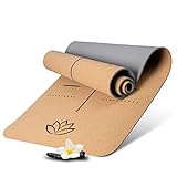 Wellax Yogamatte Kork - 100% natürliche Yogamatte rutschfest [185x66x0,6 cm] -...