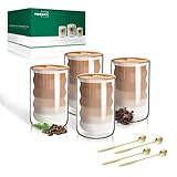 Latte Macchiato Gläser Doppelwandig 400ml 4er Pack mit 4 Löffeln Doppelwandige...