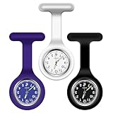 Vicloon Krankenschwester Uhren,3 Pcs Schwesternuhren mit Clip, Dehnbare Silikon...