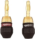 Amazon Basics Bananenstecker - Riegel, 6 Paar (12 Stück), Lautsprecher, Gold
