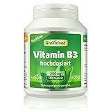 Greenfood Vitamin B3, flushfree, 250 mg, hochdosiert, 120 Kapseln - OHNE...