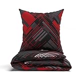 LARAWELL Bettwäsche 135x200 Baumwolle ganzjahres Bettwäsche-Sets rot grau...