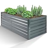 Arebos Hochbeet Metall 120x90x59 cm | Gartenbeet aus verzinktem Stahl |...