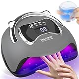 MULEVIP UV Lampe für Gelnägel 180W UV Lampe Nägel,UV Lampe für Nägel,Professionelle Nagellampe mit 4 Timer,mit Sensor LCD-Display, Abnehmbarer Bodenplatte, Geeignet für Alle Gel Nageltrockner