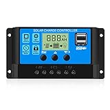 Thlevel 30A Solar Laderegler 12V-24V Ladegerät Controller Solarpanel Batterie...