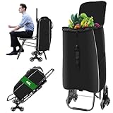 3 in1 Einkaufstrolley Klappbar,Einkaufswagen m𝐢t 40L Kapazität und belastbar...