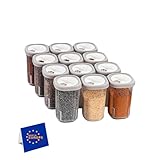 IDOBY 12er Set Gewürzbox aus Kunststoff, Transparente Gewürzdose, BPA-Freiem...