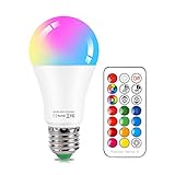 Glühbirne E27 LED Farbwechsel Lampe mit Fernbedienung, 10W RGB + Kaltweiss...