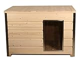 SunnyDogs Holz-Hundehütte mit 30 mm Isolierung und Flachdach, Eingang...