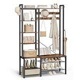 VASAGLE Garderobenständer mit Schuhbank, Garderobe, 5 Regalebenen aus...