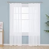 Deconovo Voile-Gardinen, für Wohnzimmer, mit Kräuselband für Klemmensystem,...