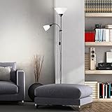 BRILLIANT Lampe Spari Deckenfluter Lesearm schwarz/weiß | 1x A60, E27, 60W,...