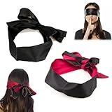 Modurio 2 Stück Satin Augenbinde für Frau Sex, Verstellbare Augenabdeckung,...