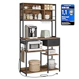 VASAGLE Küchenregal mit Steckdosen, Standregal, 40 x 100 x 180,4 cm, Backregal,...