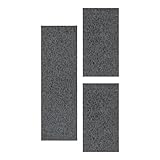 HomebyHome Bettumrandung Schlafzimmer 3 teilig Teppich Anthrazit - Waschbarer...