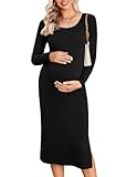 Ekoauer Damen Umstandskleid Langarm Winter Bodycon Kleid Elegant...