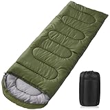 AQXONG Grüner Schlafsack, 220x85cm Wasserdichter Schlafsack mit...