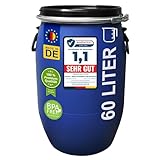 plasteo® 60 Liter Deckelfass Weithalsfass mit Spannverschluss | Futtertonne |...