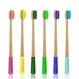 Bambus Zahnbürste, 6 Stück Handzahnbürste mit Mittelharten Borsten,...