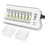EBL Akku Ladegerät mit AAA Akku 1100mah 8 Stück, Universal Batterieladegerät...