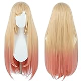 Linfairy Long Blonde Dye Pink Cosplay Perücke Halloween Kostüm Perücken für...