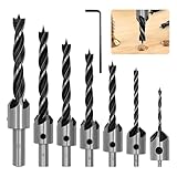 NVGFTG 7 Stück HSS 5 Flute Senker Bohrer Set 3 4 5 6 7 8 10 mm Senkbohrer mit...