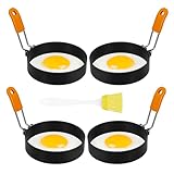 Lvefyti 4 Stück 3,9 Zoll Groß Eierringe Edelstahl Eier Maker, Spiegeleiform Ei...