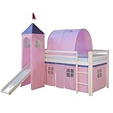 Homestyle4u 1575, Kinder Hochbett Mit Rutsche, Leiter, Turm,Tunnel, Vorhang...