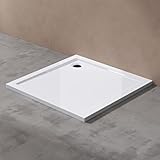 doporro Duschtasse Duschwanne 90x90x4 flach inkl. Ablaufgarnitur AL01 aus Acryl...