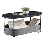 VASAGLE Couchtisch oval, Tisch mit Stauraum, Beistelltisch, Wohnzimmertisch mit...