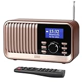 Wiederaufladbares DAB+/FM Radio Dual Wecker-August MB450K-Nostalgie tragbares...