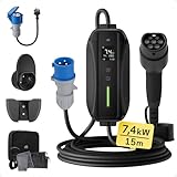 dé Ladekabel Typ 2 CEE Stecker 7,4kW [1-phasig|15m|6-32A] mit Einstellbarer...